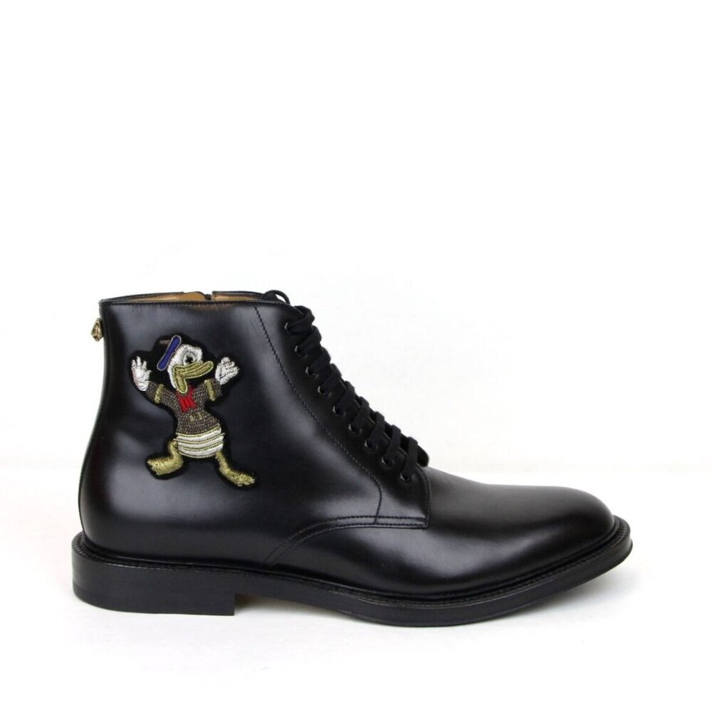 Gucci x Disney Men's Black Leather Ankle Boots